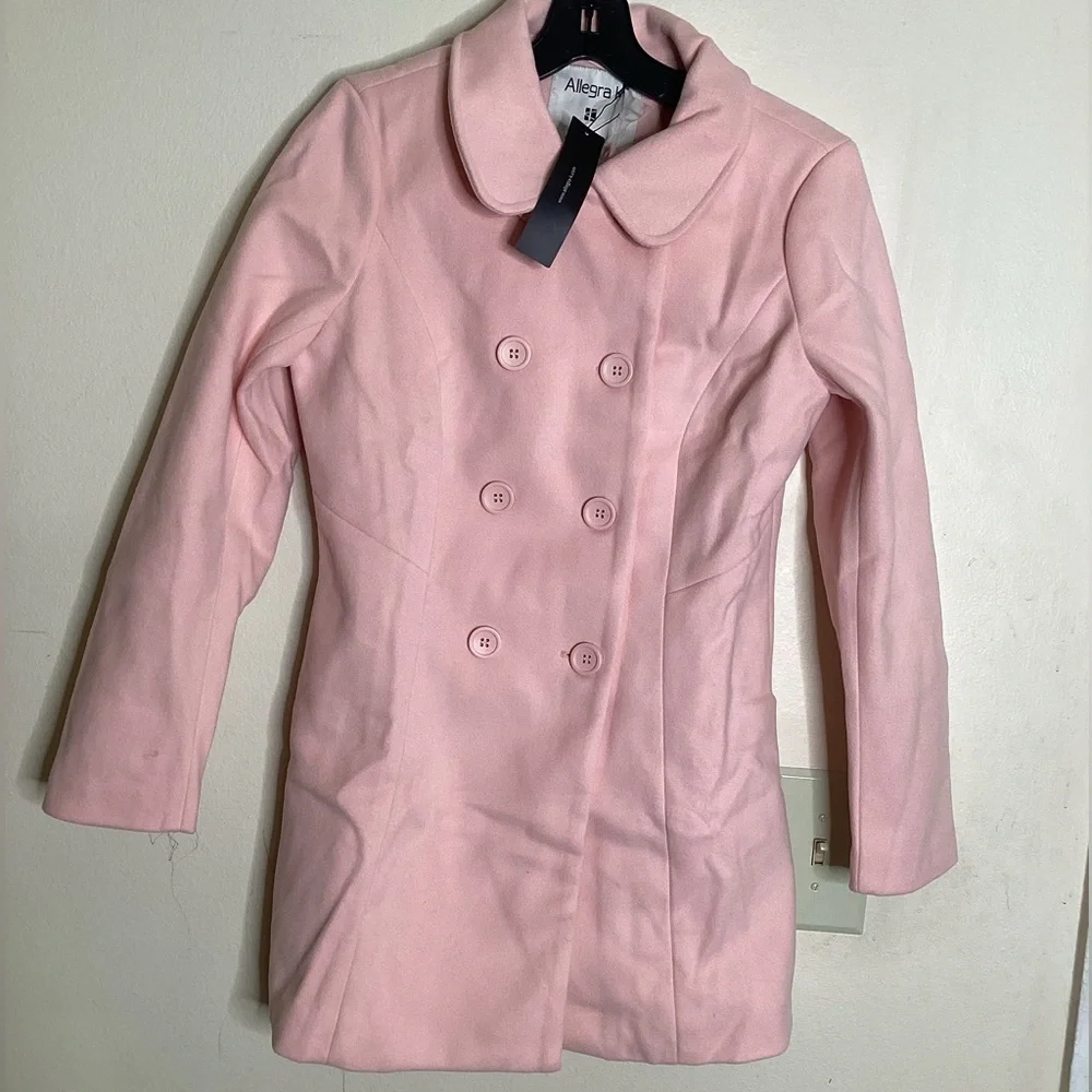 Allegra K Women's Peter Pan Collar Double Breasted Long Sleeve Winter Coat